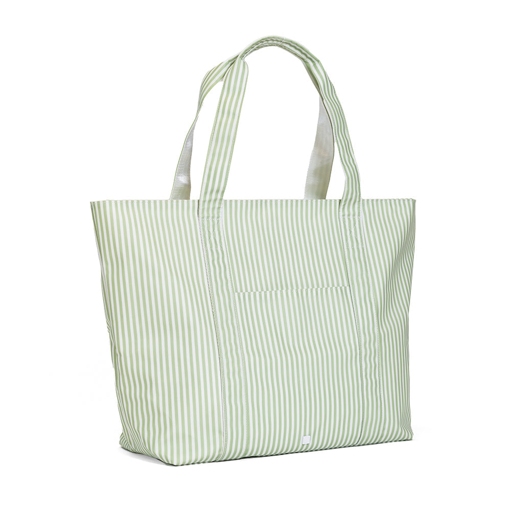 TRVL Design Jumbo Tote X-Large Coated Zipper Tote | Pimlico Stripe Sage