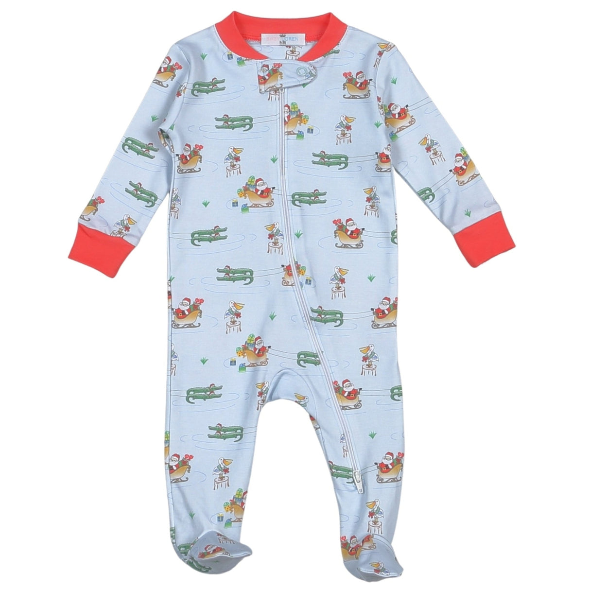 Baby Loren Cajun Christmas Pima Zipper Footie