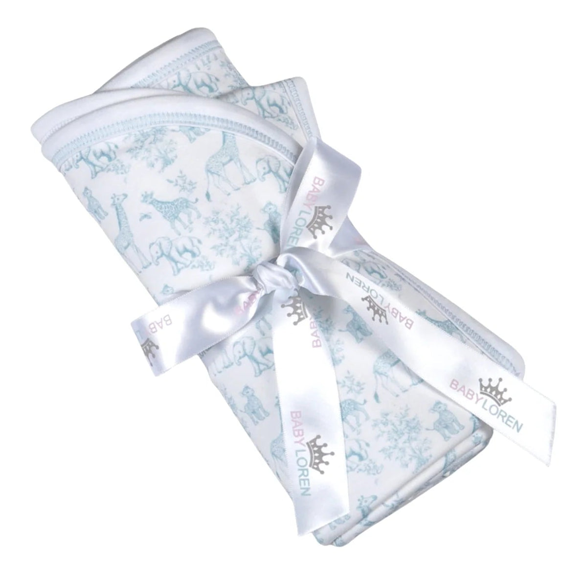 Baby Loren Blue Baby Safari Pima Receiving Blanket