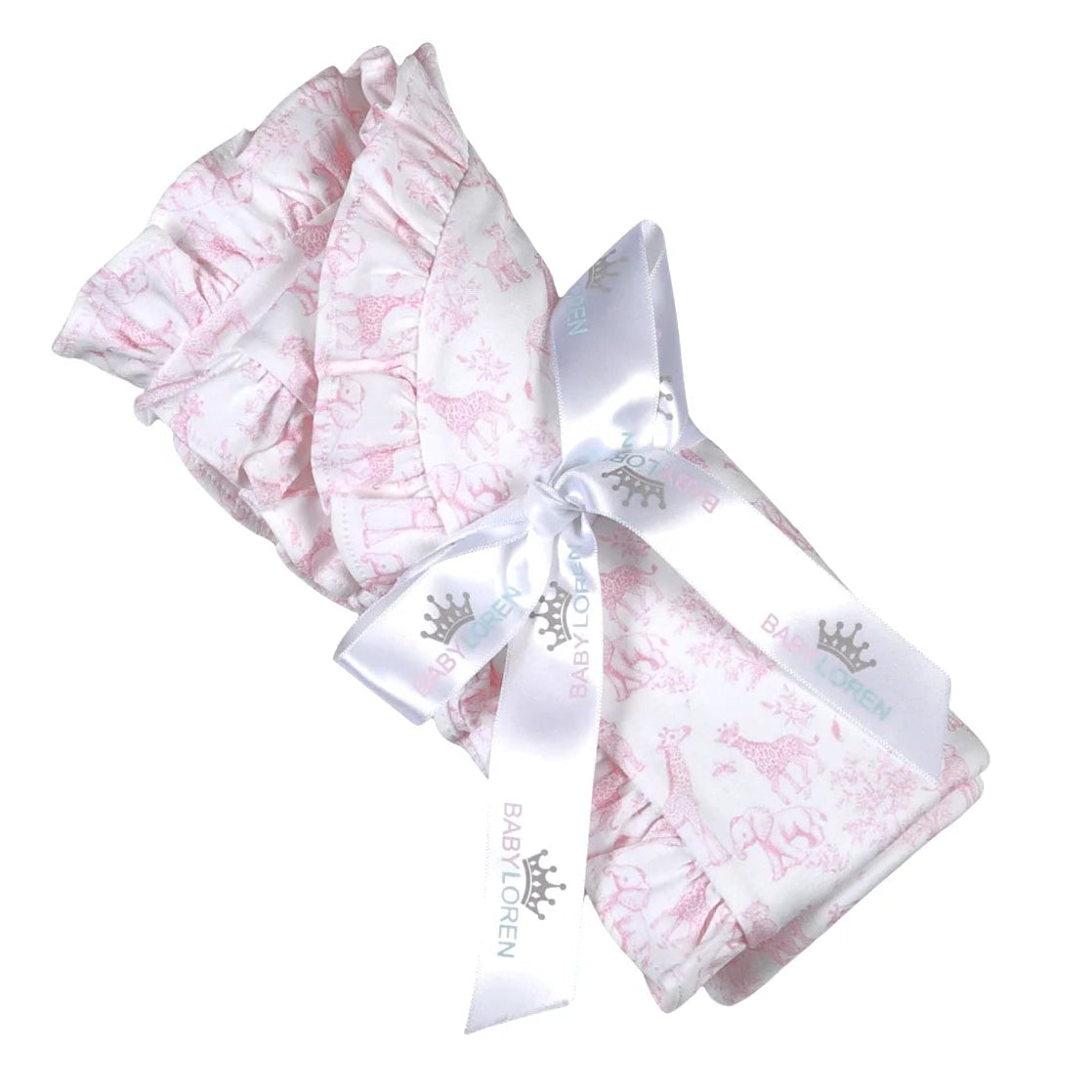 Baby Loren Pink Baby Safari Pima Receiving Blanket