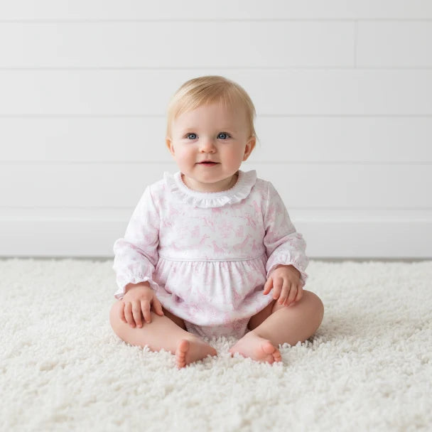 Baby Loren Pink Baby Safari Hand Smock Bishop Bubble
