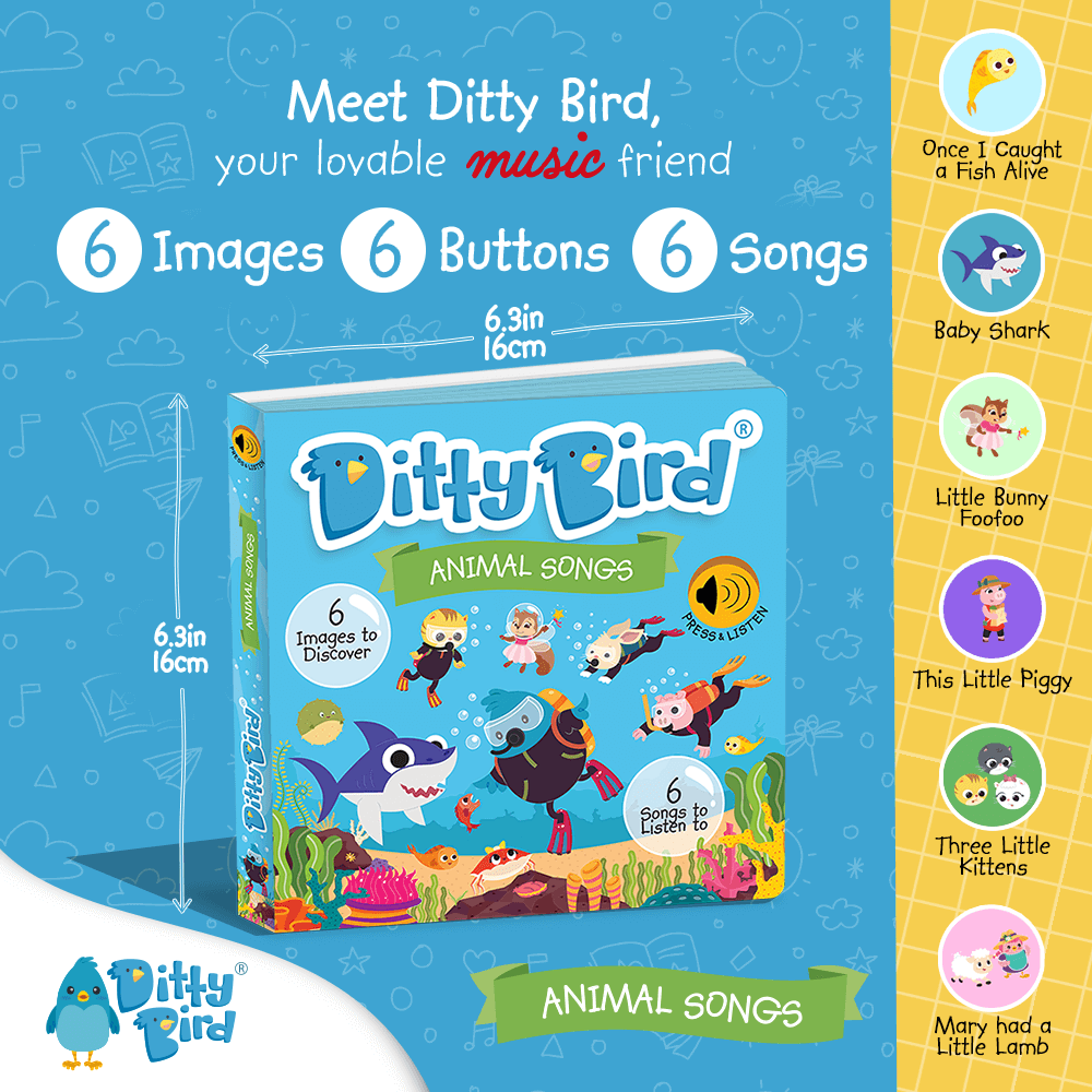 Animals Songs Ditty Bird Musical Board Book | USB-C Rechargeable