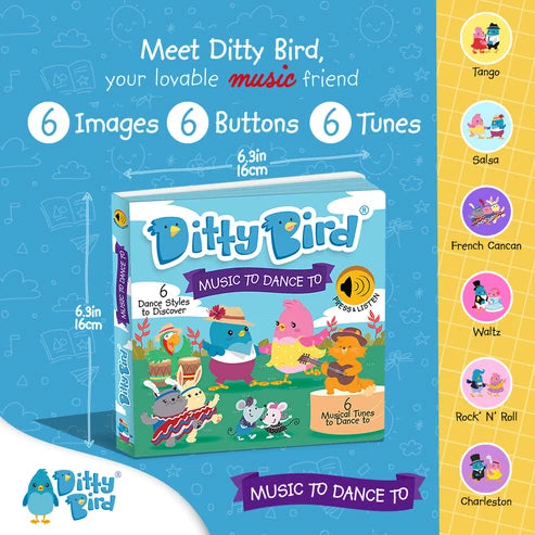 Ditty Bird Kids Dance Songs Musical Board Book | USB-C Rechargeable