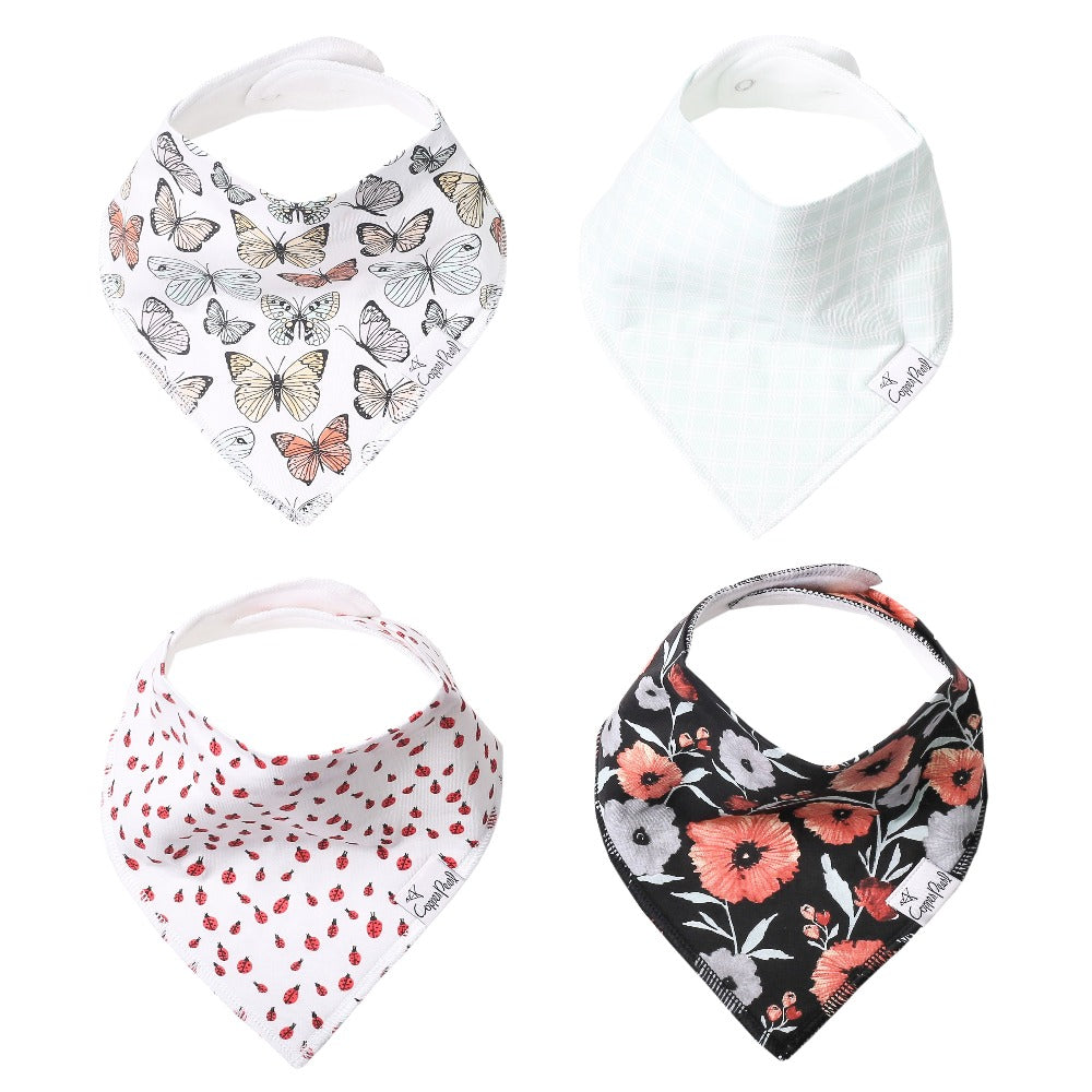 Copper Pearl Baby Bandana Bib 4-pack Set | Dot