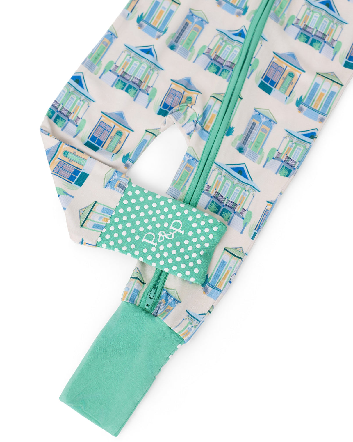 Pearls & Pelicans Home Sweet Nola Bamboo Zip Up Pajamas | Green