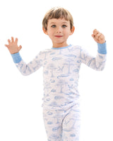 Pearls and Pelicans Bayou Toile Two-Piece Pajamas | Blue