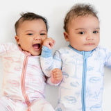 Pearls and Pelicans Bayou Toile Bamboo Zip Up Pajamas | Blue