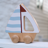 Elegant Baby Wooden Push Sail Boat Heirloom Toy