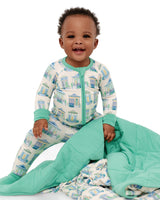 Pearls & Pelicans Home Sweet Nola Bamboo Zip Up Pajamas | Green