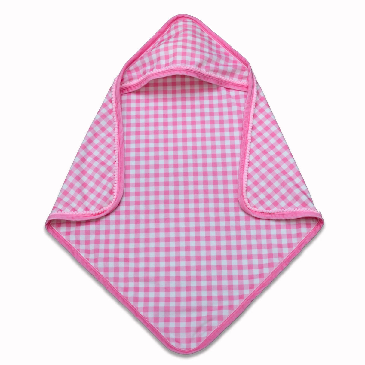 Sugar Bee Clothing Baby Pink Soft Gingham Hooded Bath Towel