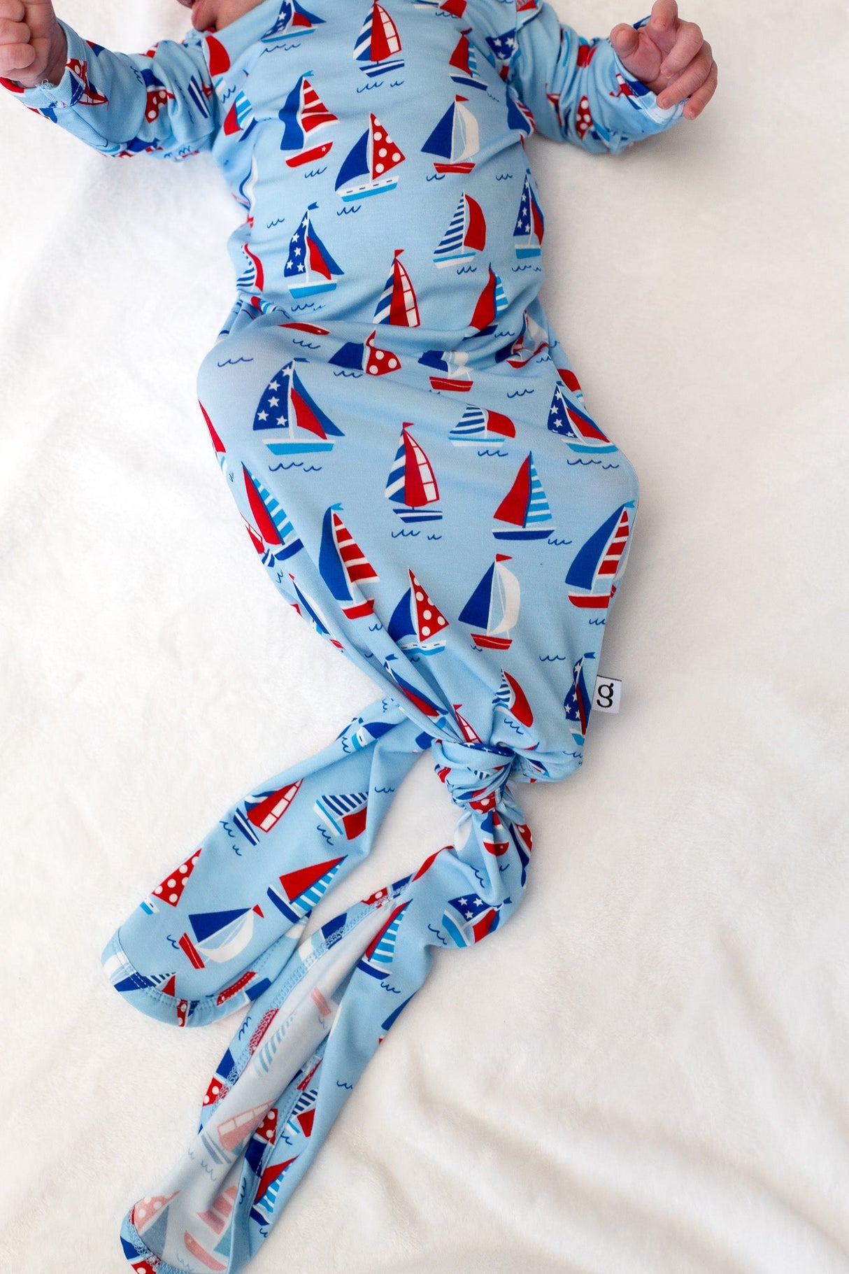 Goosies Sail Away Bamboo Knotted Infant Gown | 0-3M