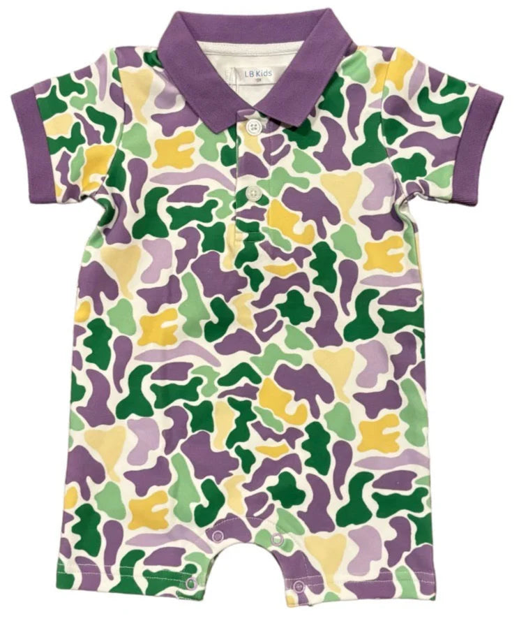 Lulu Bebe Mardi Gras Camo Polo Shortall
