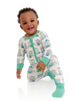 Pearls & Pelicans Home Sweet Nola Bamboo Zip Up Pajamas | Green