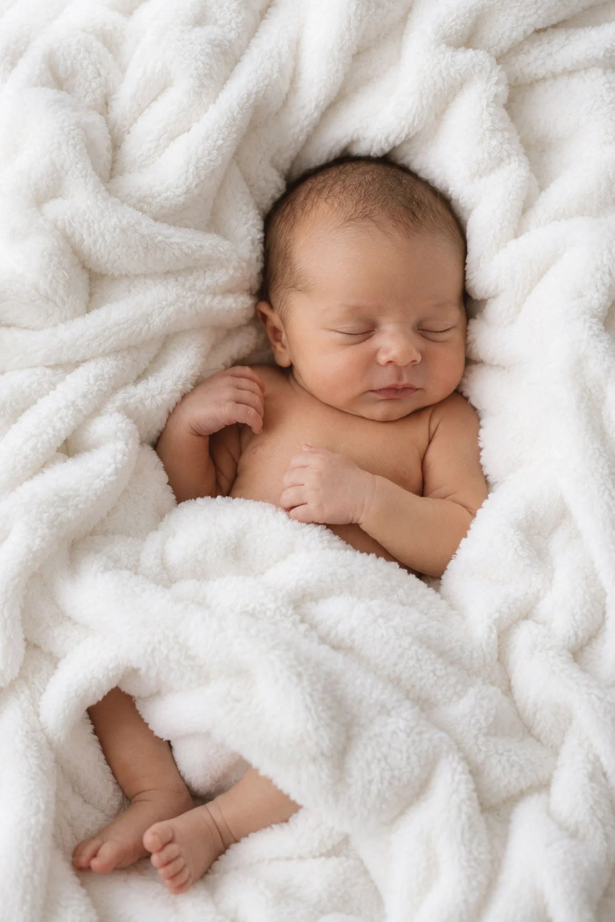 Caden Lane Winter White Double-Ruched Luxe Faux Fur Baby Blanket (40x30)