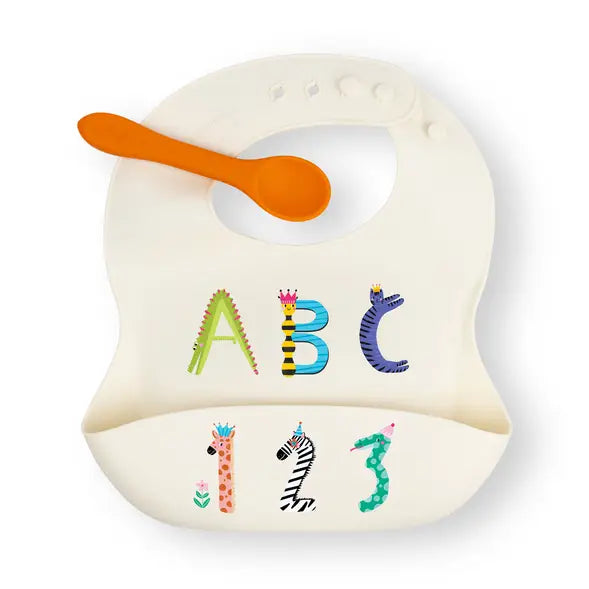 Fresh & Messy Silicone Bib + Spoon Set | ABC123