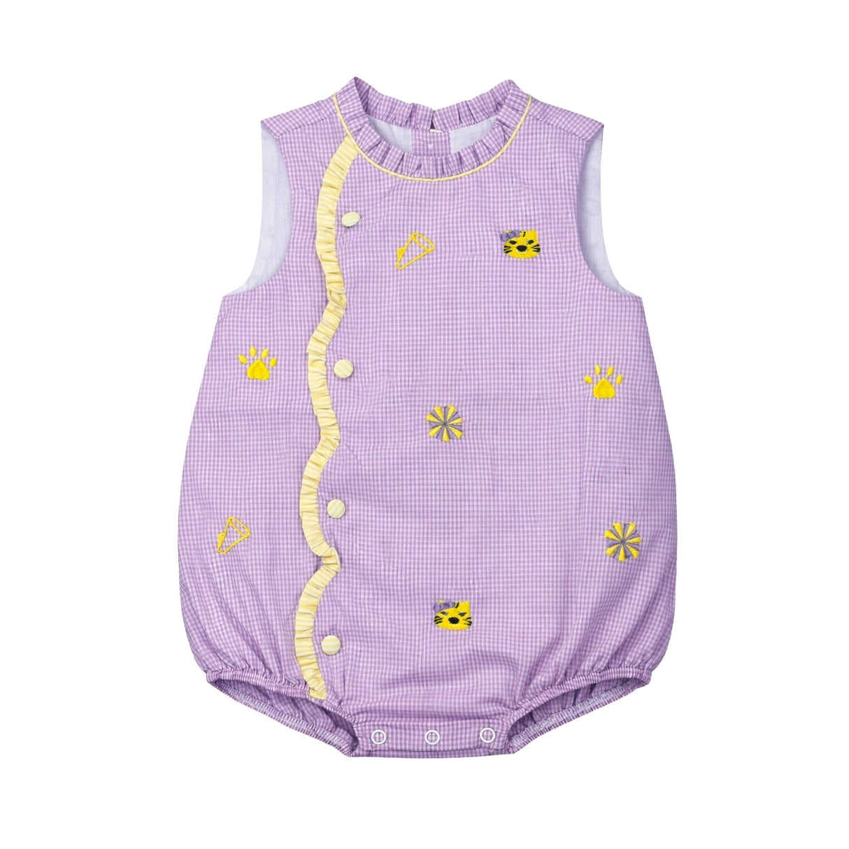 Krewe Kids Purple Tigers Embroidered Claire Scallop Bubble
