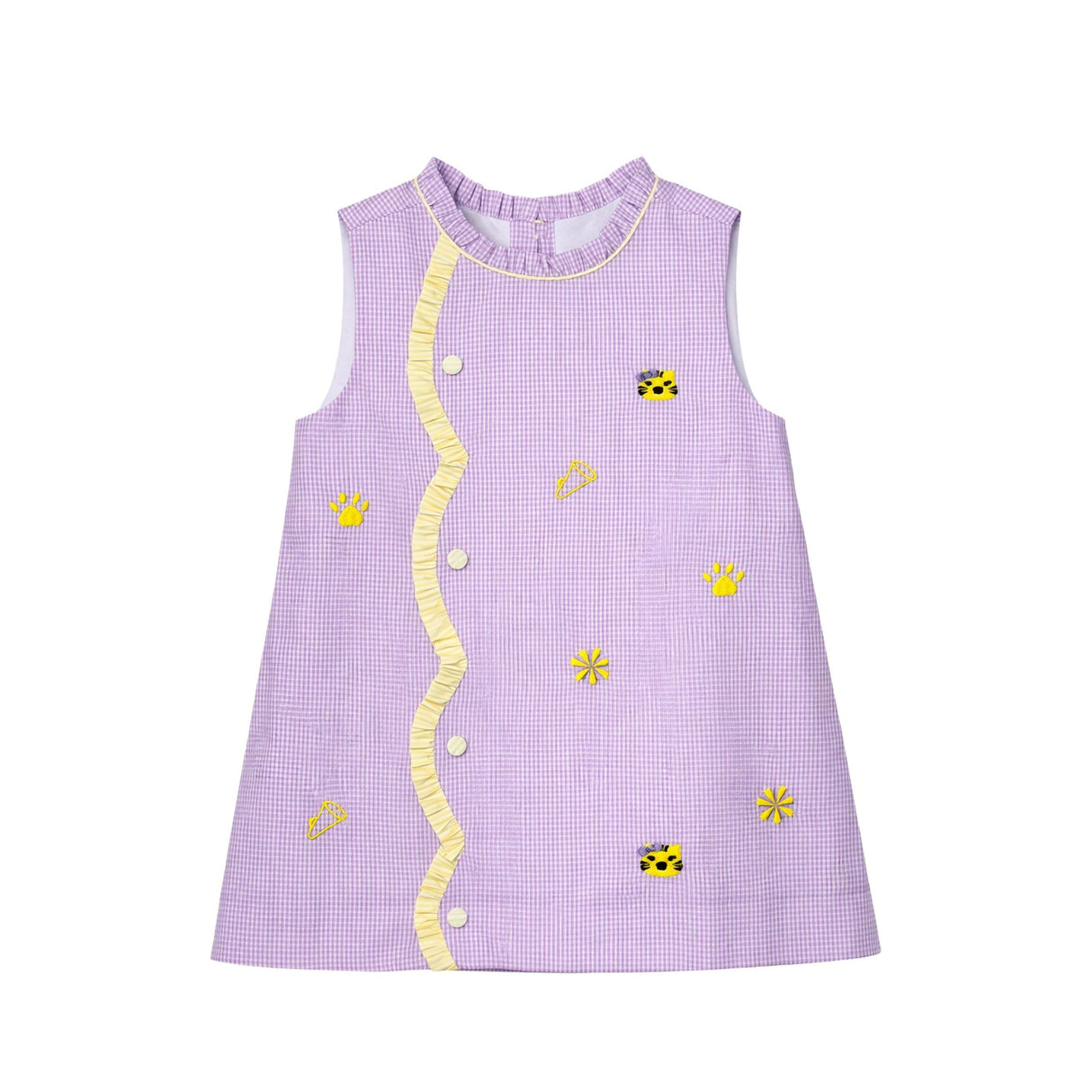Krewe Kids Purple Tigers Embroidered Claire Scallop Dress