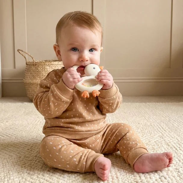 Itzy Ritzy Bitzy Shake Rattle and Silicone Teether | Goose