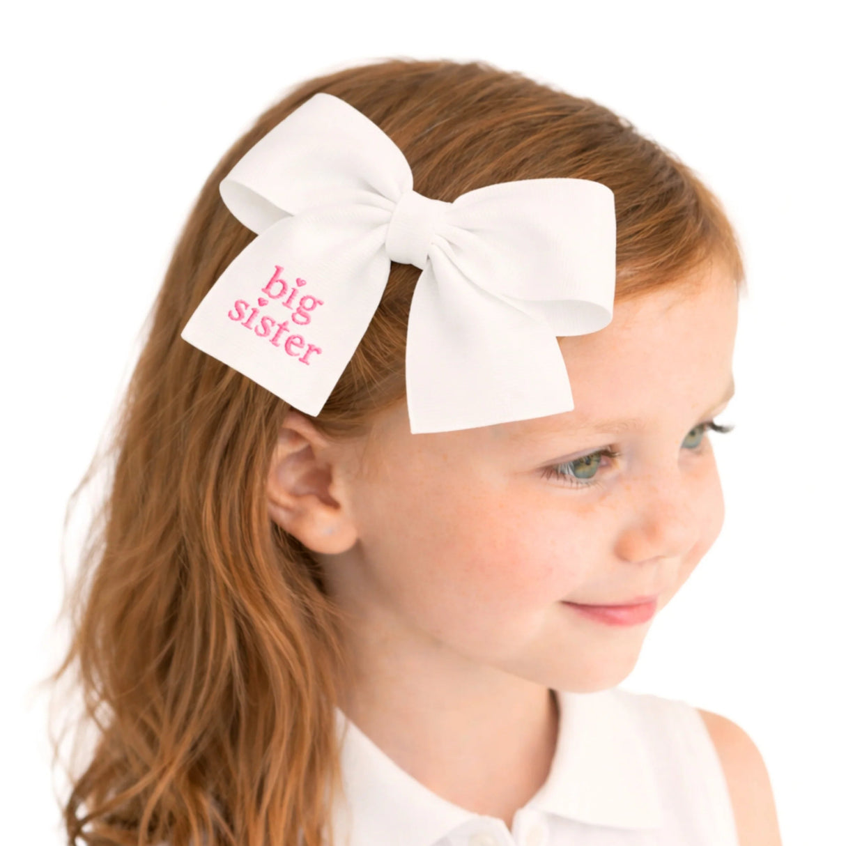 Bits & Bows Big SIster Hair Bow | White