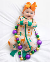 Pearls & Pelicans Zoo Mardi Gras Bamboo Zip-Up Pajamas