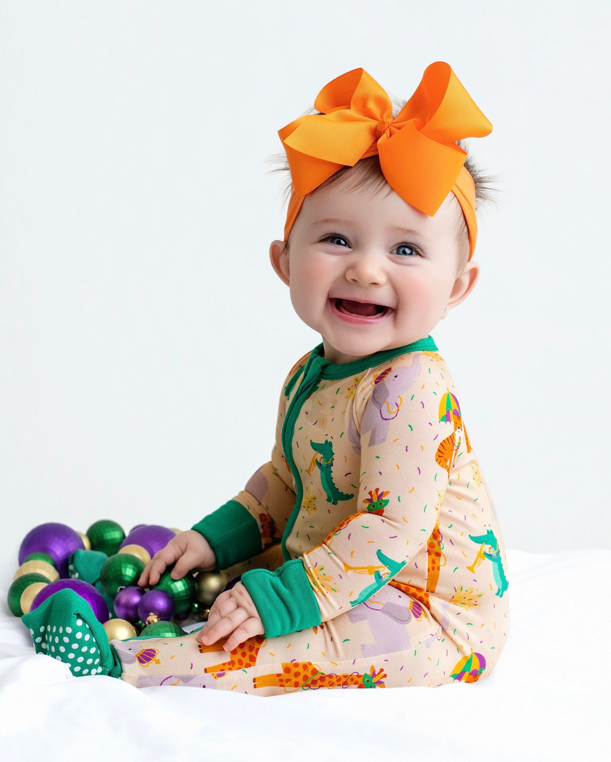 Pearls & Pelicans Zoo Mardi Gras Bamboo Zip-Up Pajamas