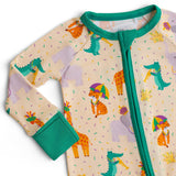 Pearls & Pelicans Zoo Mardi Gras Bamboo Zip-Up Pajamas