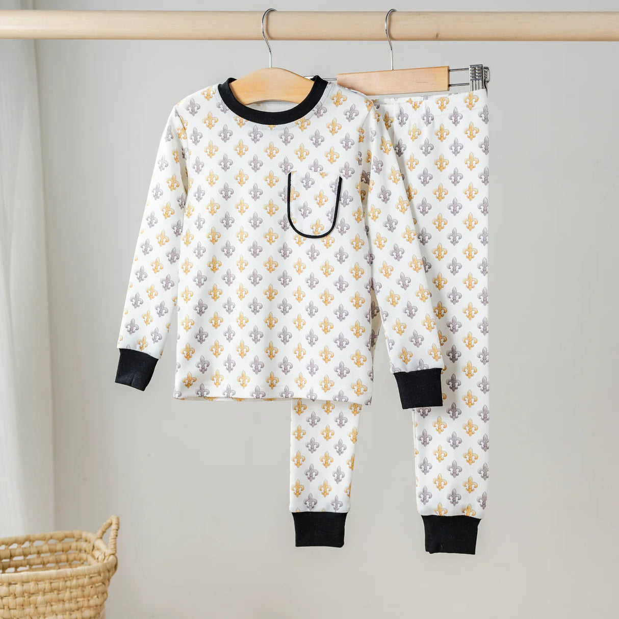 Nola Tawk Black and Gold Fleur de Lis Organic Cotton Pajamas