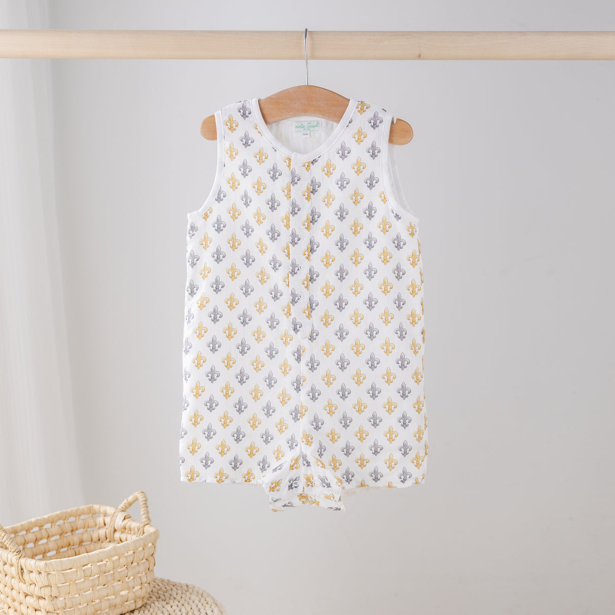 Nola Tawk Black & Gold Fleur de Lis Organic Muslin Shortall