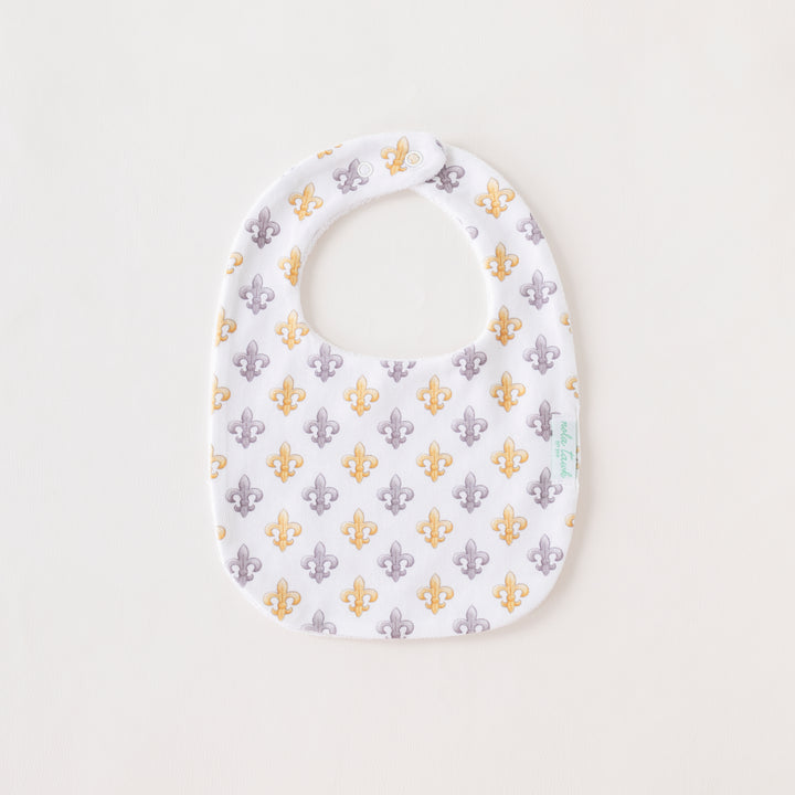 Nola Tawk Black and Gold Fleur de Lis Organic Cotton Bib