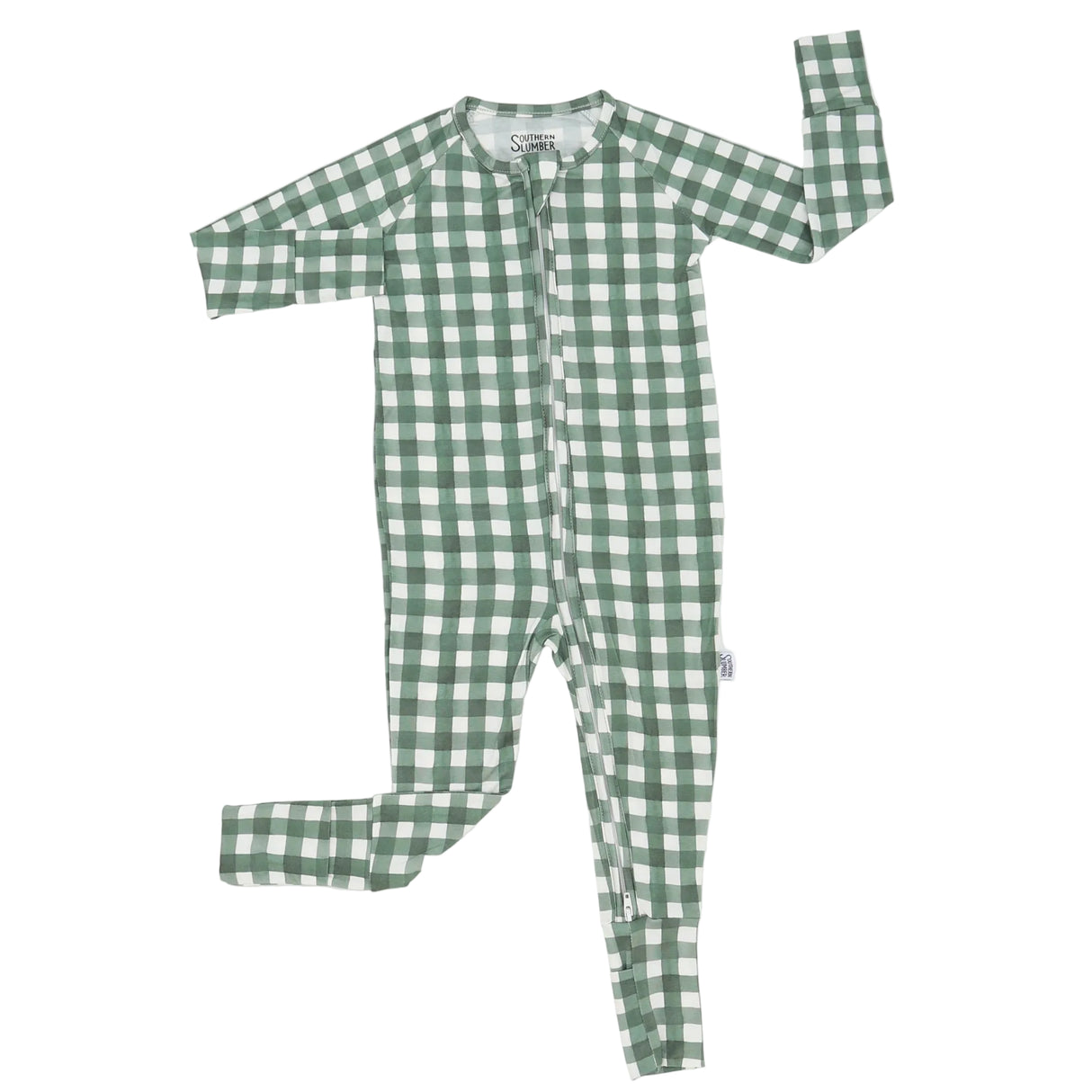 Southern Slumber Green Gingham Double Zipper Bamboo Sleeper