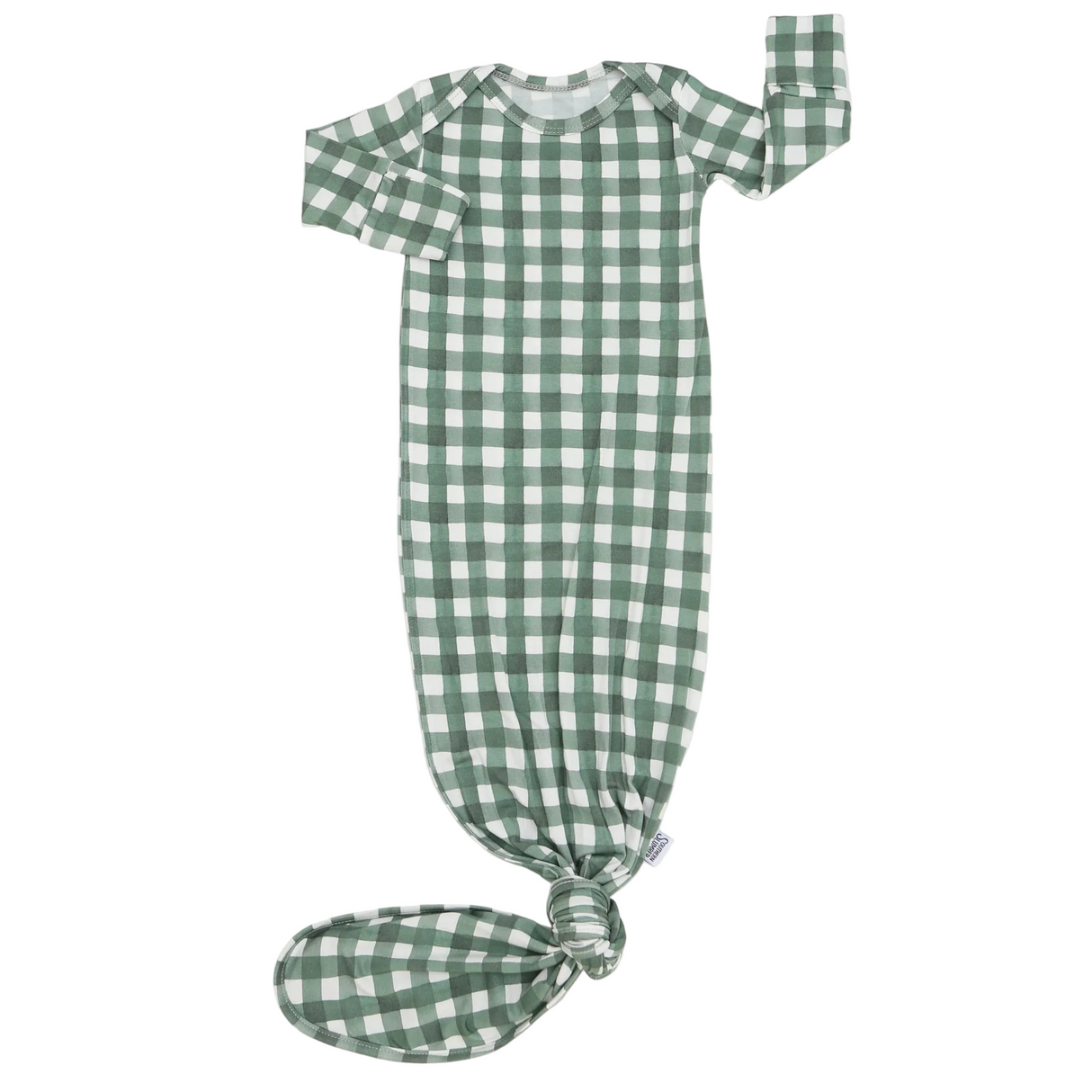 Southern Slumber Green Gingham Newborn Bamboo Knotted Gown