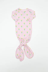 Goosies Fancy Tulips Bamboo Knotted Infant Gown | 0-3M