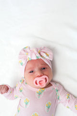 Goosies Fancy Tulips Bamboo Knotted Infant Gown | 0-3M