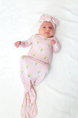 Goosies Fancy Tulips Bamboo Knotted Infant Gown | 0-3M