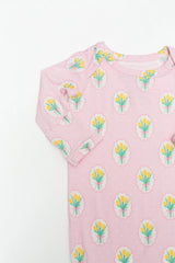 Goosies Fancy Tulips Bamboo Knotted Infant Gown | 0-3M