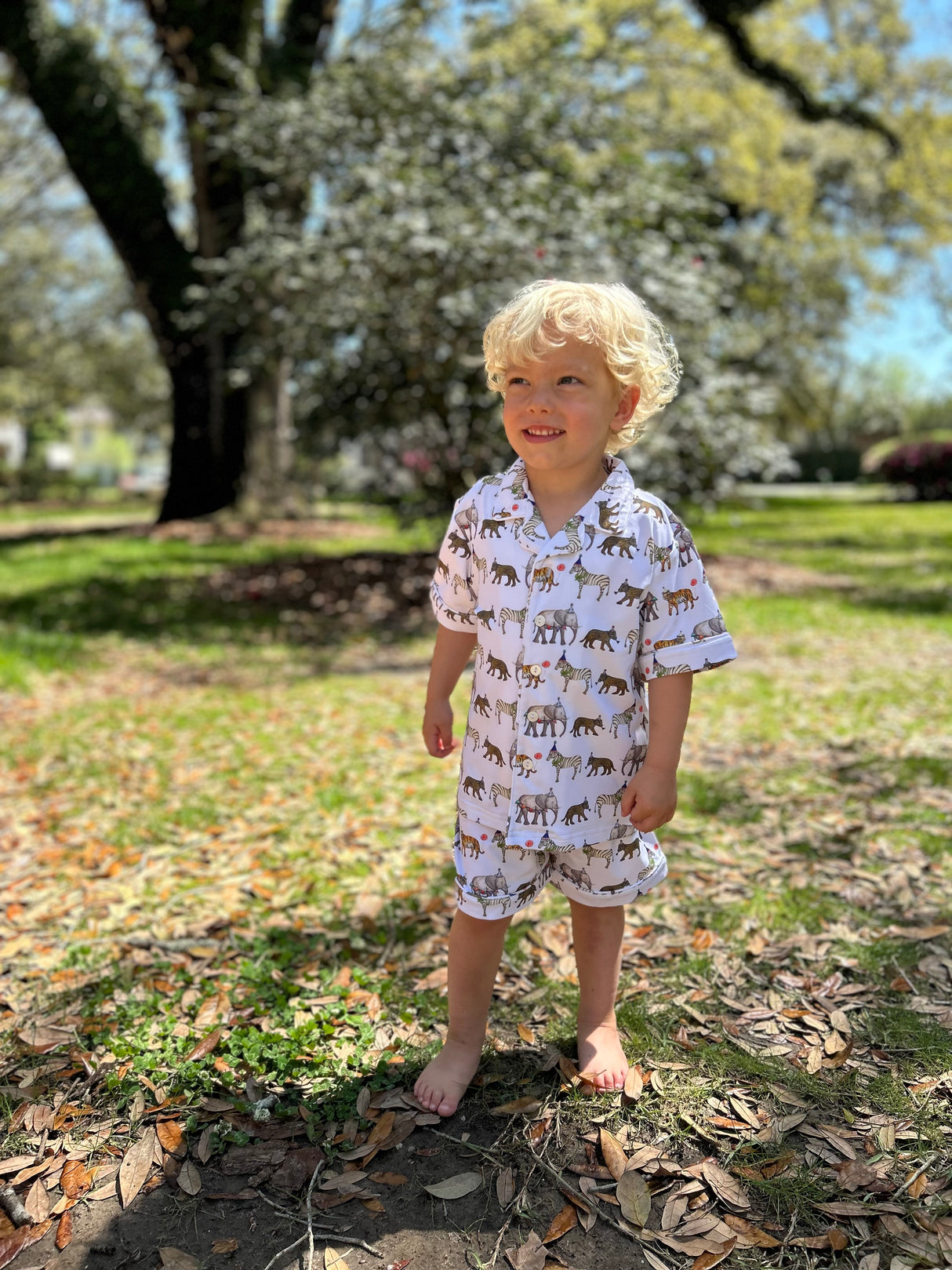 Party Animal Two Piece Button Down Short Pajamas