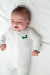 Goosies Pip Alligator Embroidered Bamboo Zipper Footie
