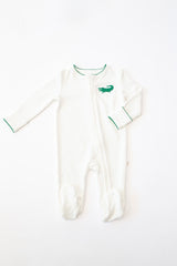 Goosies Pip Alligator Embroidered Bamboo Zipper Footie