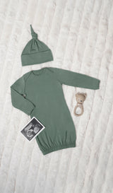 Everly Grey Basil Anelise 5-Piece Mom and Baby Matching Gift Set | Adult Pajama Set Newborn Gown and Hat Set