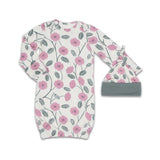 Everly Grey Honey Bloom Anelise 5-Piece Mom and Baby Matching Gift Set | Adult Pajama Set Newborn Gown and Hat Set