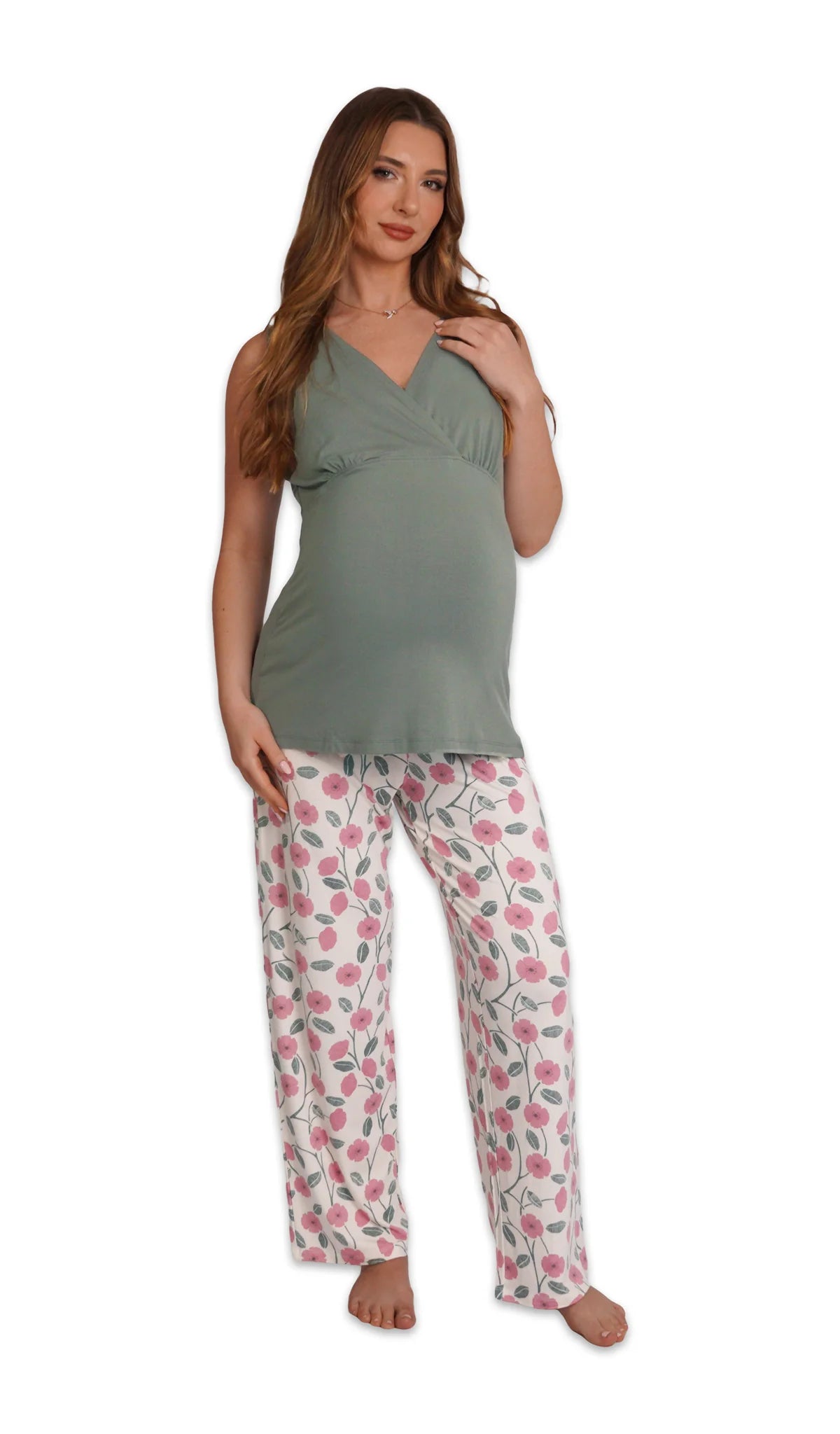 Everly Grey Honey Bloom Anelise 5-Piece Mom and Baby Matching Gift Set | Adult Pajama Set Newborn Gown and Hat Set