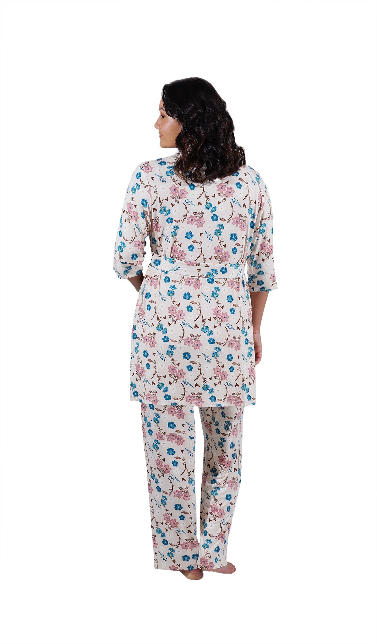Magnolia Anelise 5-Piece Mom and Baby Matching Gift Set | Adult Pajama Set Newborn Gown and Hat Set