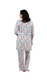 Magnolia Anelise 5-Piece Mom and Baby Matching Gift Set | Adult Pajama Set Newborn Gown and Hat Set