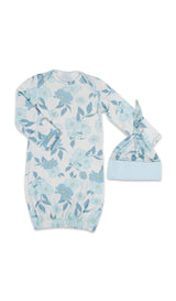 Everly Grey Periwinkle Anelise 5-Piece Mom and Baby Matching Gift Set | Adult Pajama Set Newborn Gown and Hat Set