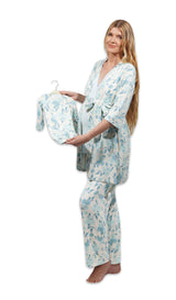 Everly Grey Periwinkle Anelise 5-Piece Mom and Baby Matching Gift Set | Adult Pajama Set Newborn Gown and Hat Set
