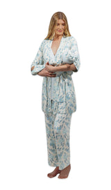 Everly Grey Periwinkle Anelise 5-Piece Mom and Baby Matching Gift Set | Adult Pajama Set Newborn Gown and Hat Set