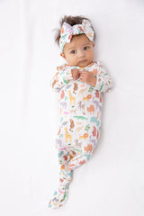 Goosies Zoo Crew Bamboo Knotted Infant Gown | 0-3M