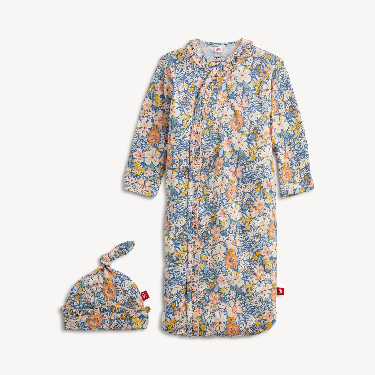 Magnetic Me Flora Modal Ruffle Gown & Hat Set | NB-3M