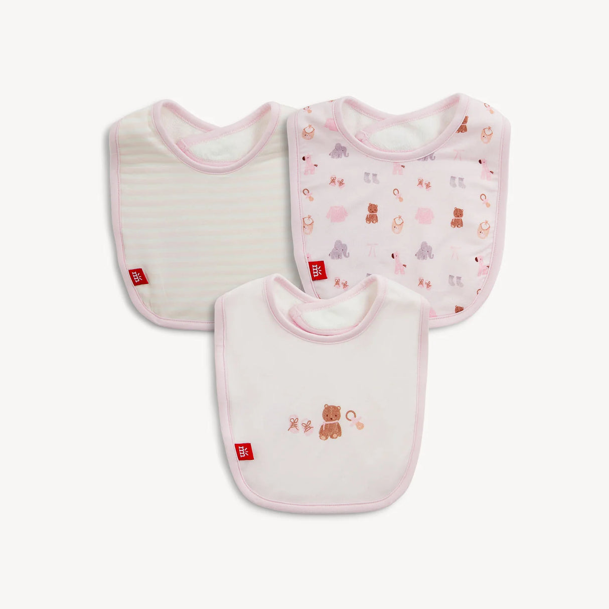 Magnetic Me Nursery Nostalgia Pink Modal Magnetic Bib 3-pack