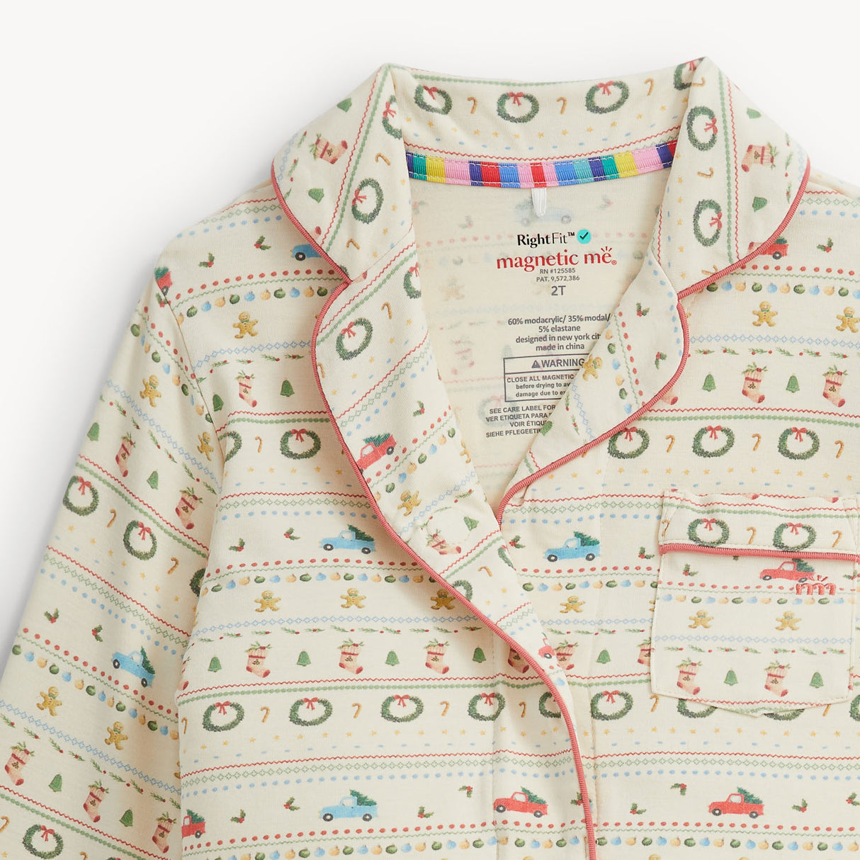 Magnetic Me Traditional Christmas L/S PJ Set w/ Piping